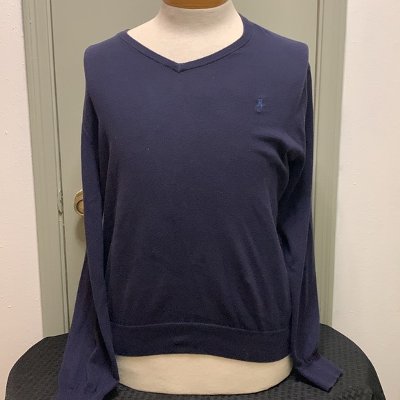 Polo Ralph Lauren Pima Cotton Navy Size Large  Mens Lightweight V Neck EUC - Picture 10 of 10